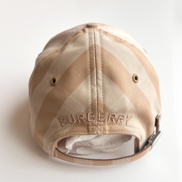 Burberry - Logo Cotton Check Baseball Cap - New - Picture 2 of 6
